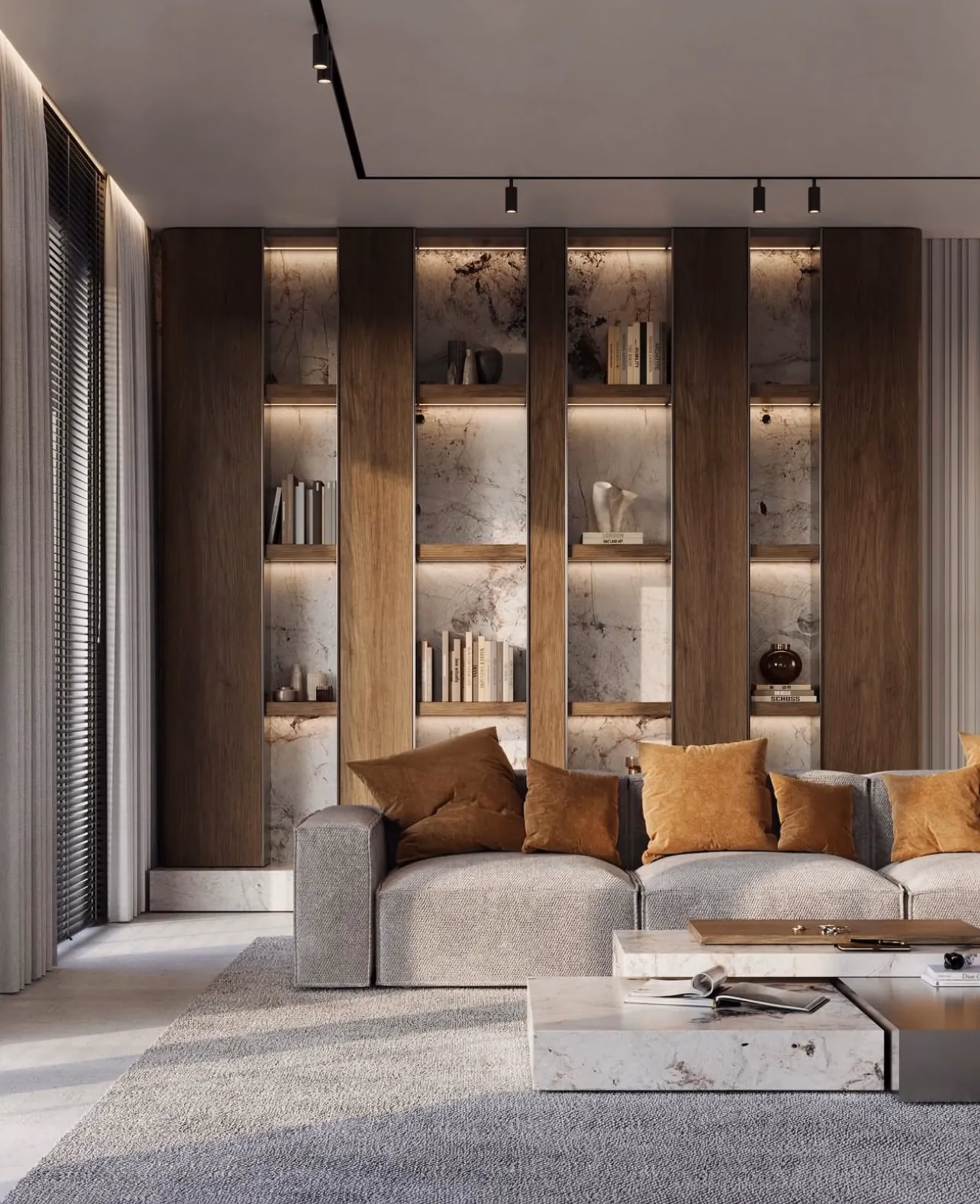 Dining room with sculpted lighting